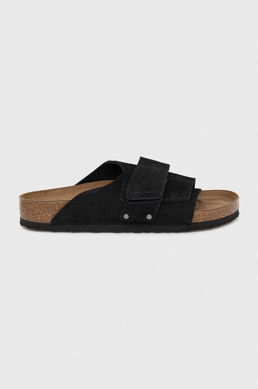 Semišové pantofle Birkenstock KYOTO pánské, černá barva, 1020388 - černá -  Svršek: Semišová ků