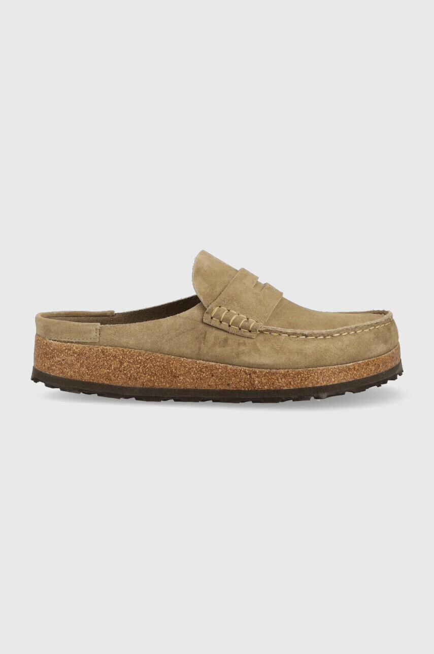 

Замшеві шльопанці Birkenstock NAPLES чоловічі колір бежевий 1025003