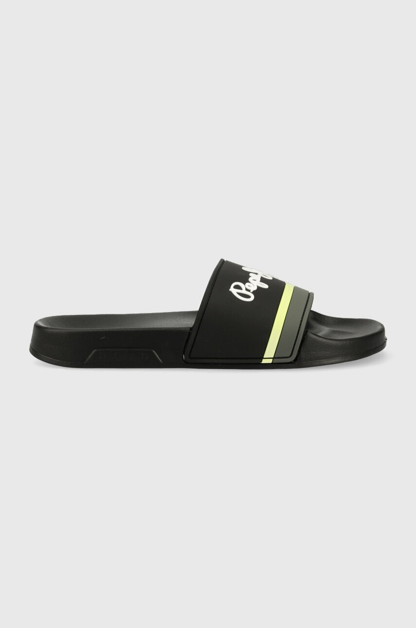 Levně Pantofle Pepe Jeans SLIDER pánské, černá barva, PMS70123