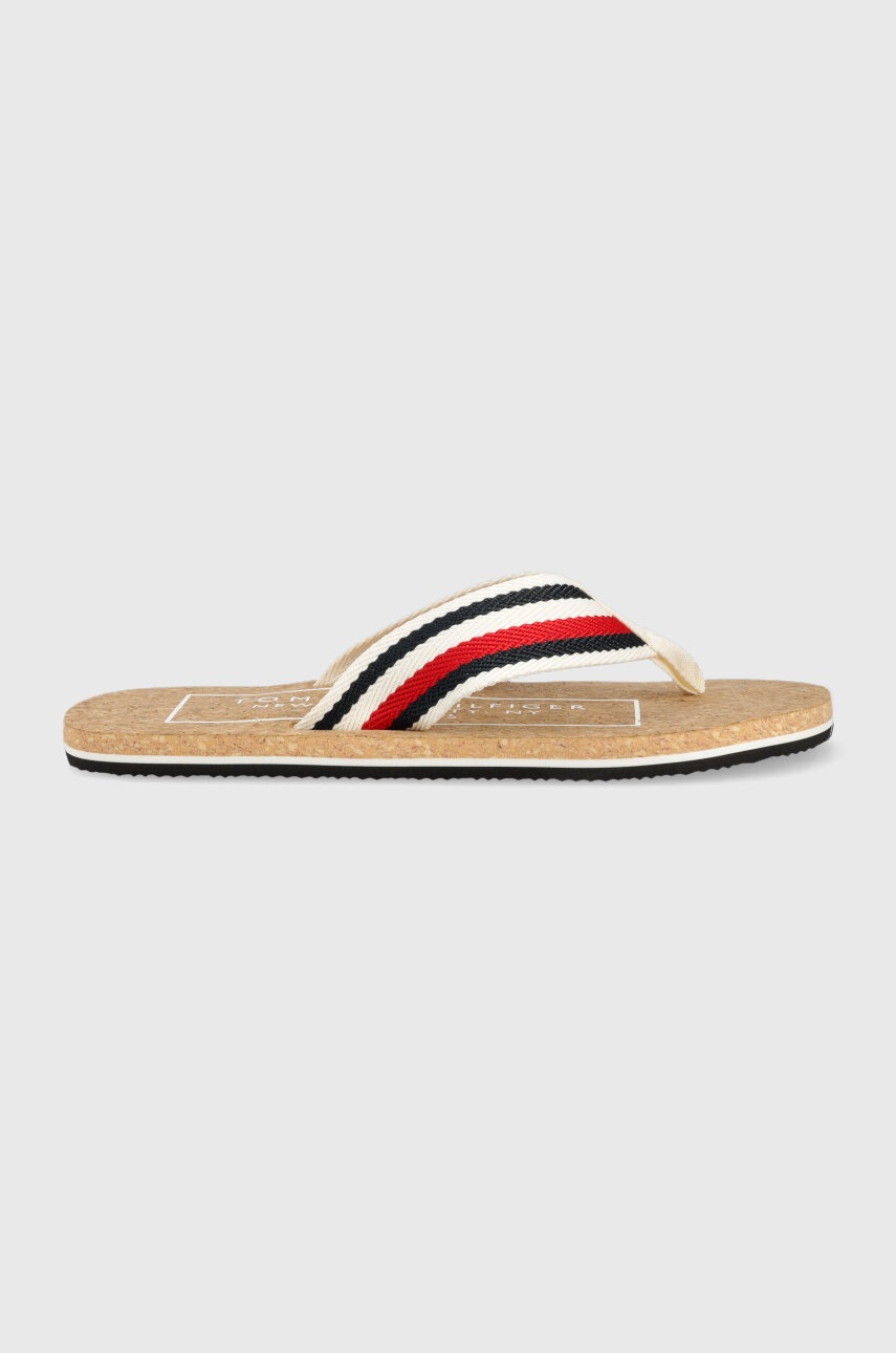 Žabky Tommy Hilfiger HILFIHER CORK BEACH SANDAL pánské, bílá barva, FM0FM04475 - bílá -  Svršek