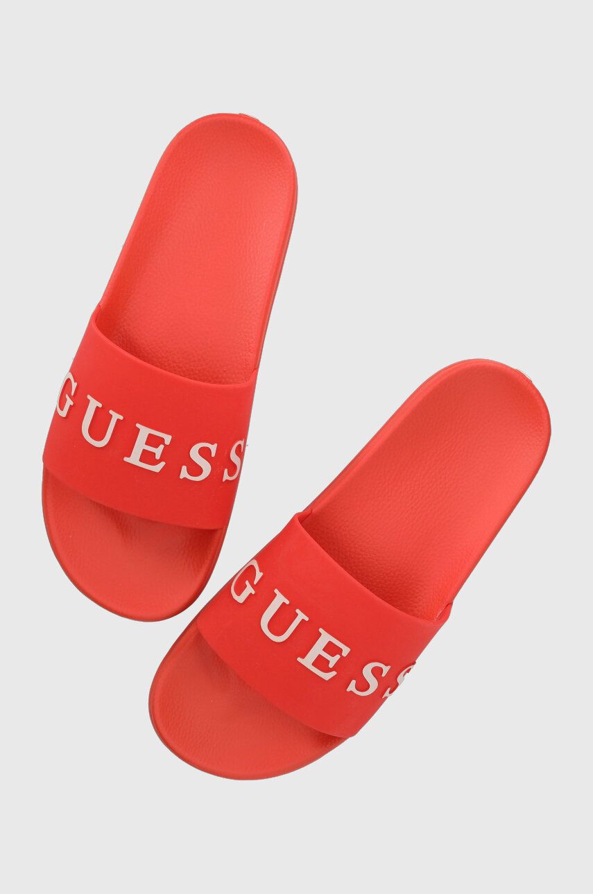 E-shop Pantofle Guess SLIDES pánské, červená barva, F3GZ05 BB00F