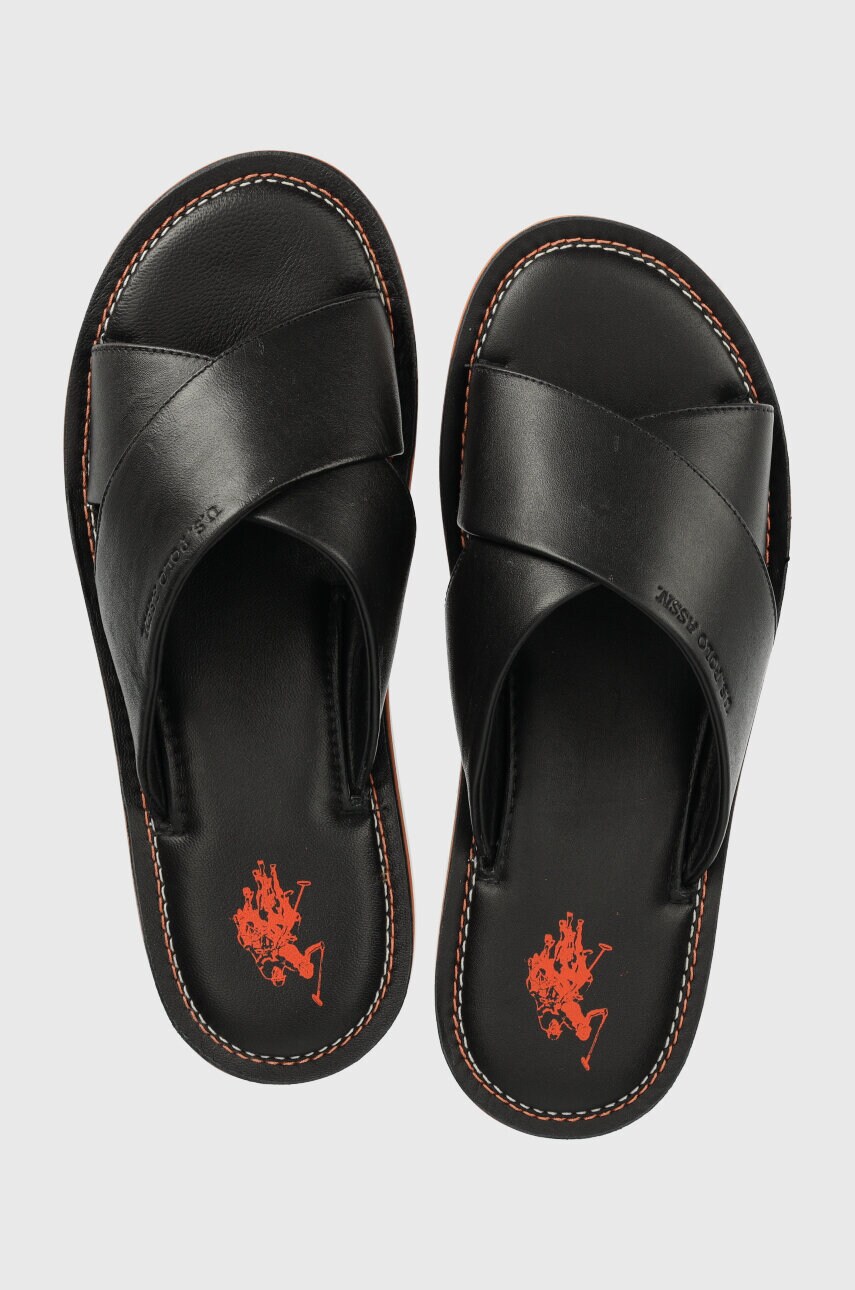 

Шкіряні шльопанці U.S. Polo Assn. MYLO чоловічі колір чорний MYLO002M