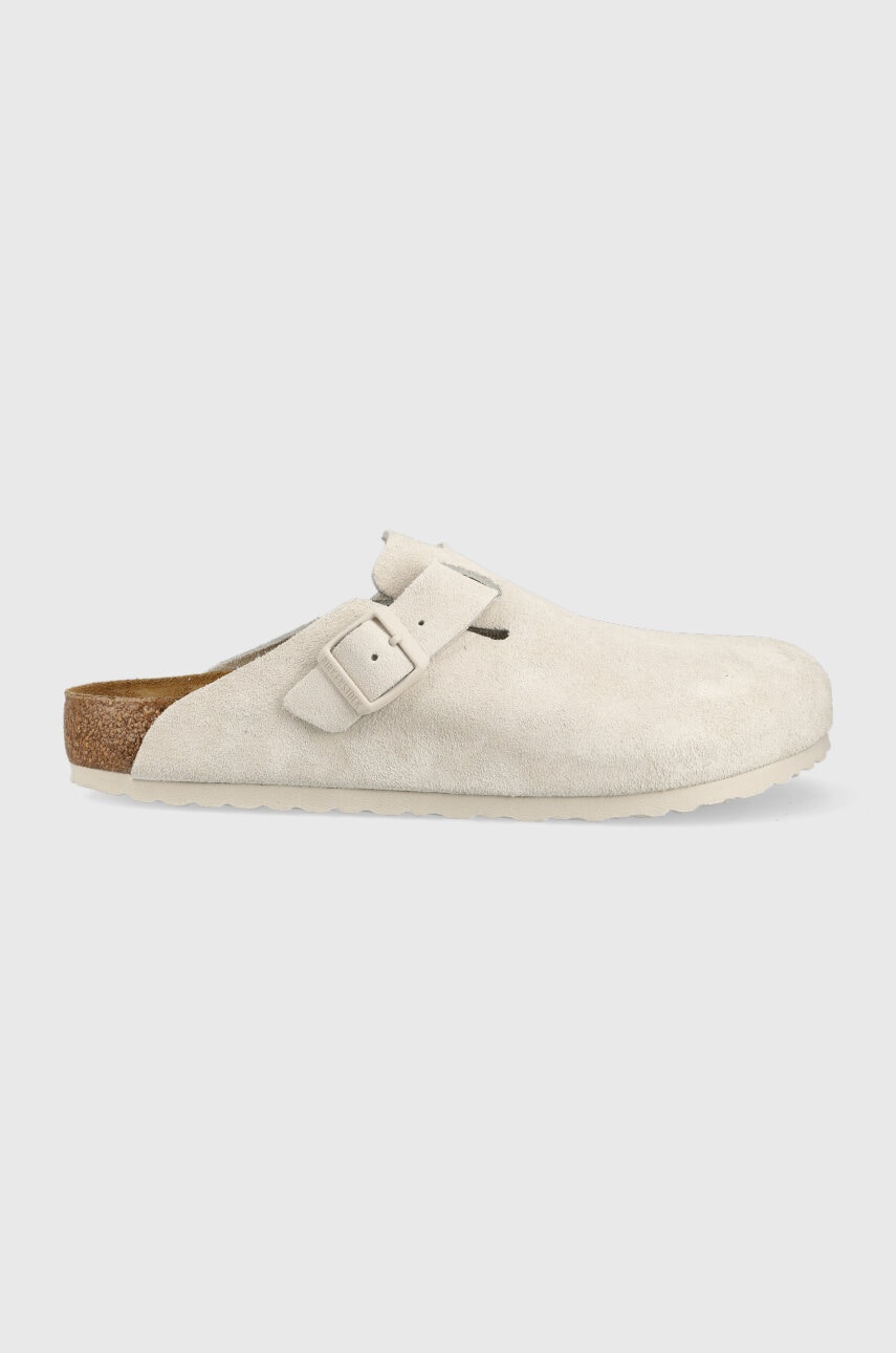 Birkenstock papuci din piele Boston culoarea alb, Boston