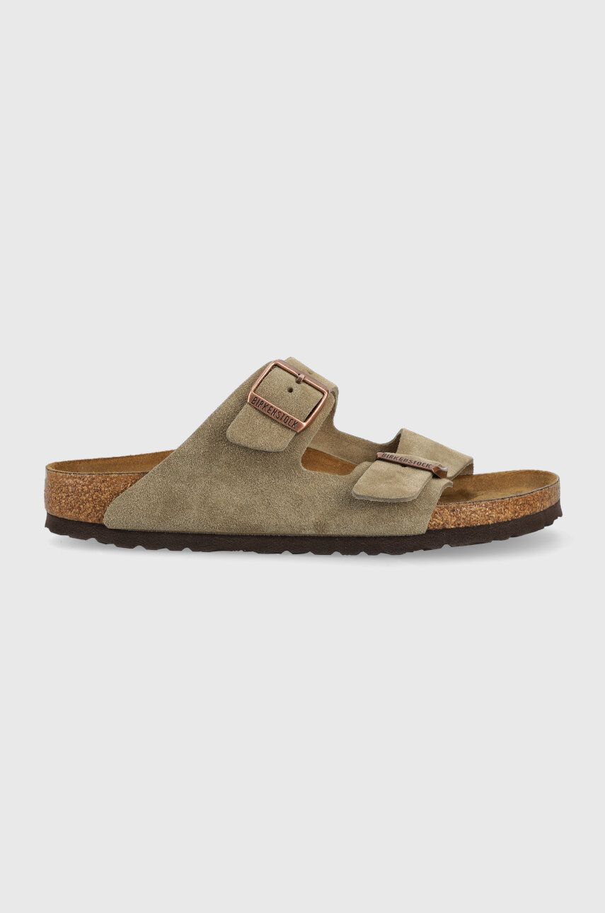 Birkenstock papuci din piele Arizona VL bărbați, culoarea bej 0051463-sand