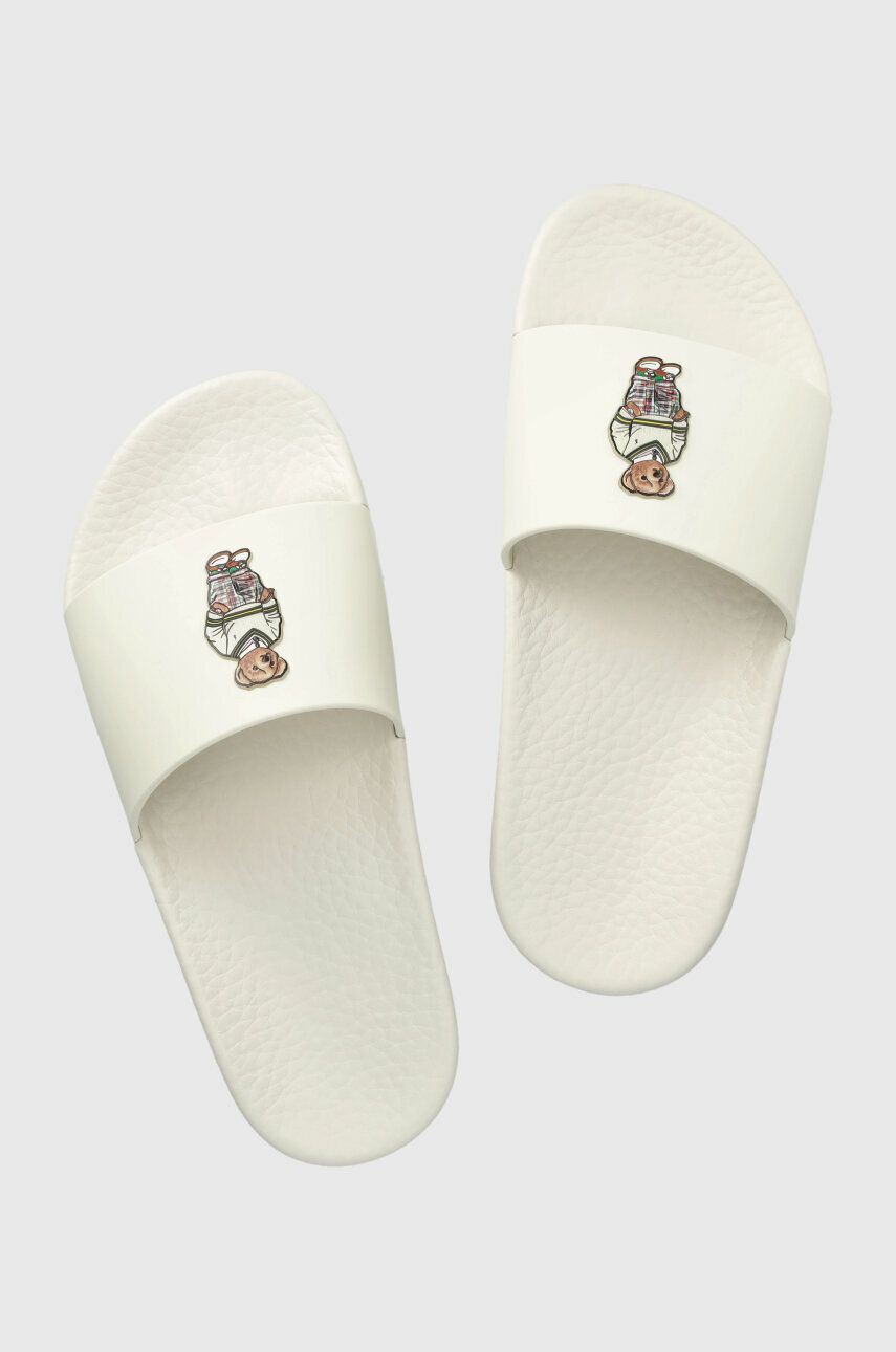 Pantofle Polo Ralph Lauren Polo Slide bílá barva, 809892944002 - bílá -  Svršek: Umělá hmota