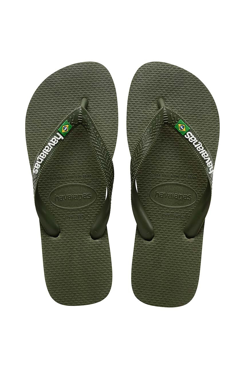 Havaianas slapi BRASIL LOGO culoarea verde, 4110850.3058