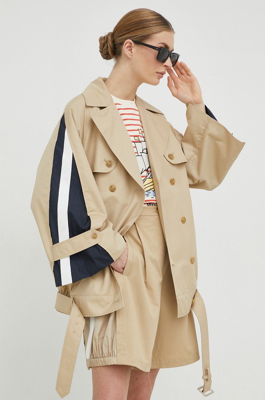 Weekend Max Mara Geaca Femei, Culoarea Bej, De Tranzitie, Oversize