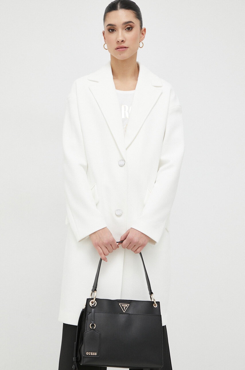 

Пальто Guess женский цвет белый переходной oversize