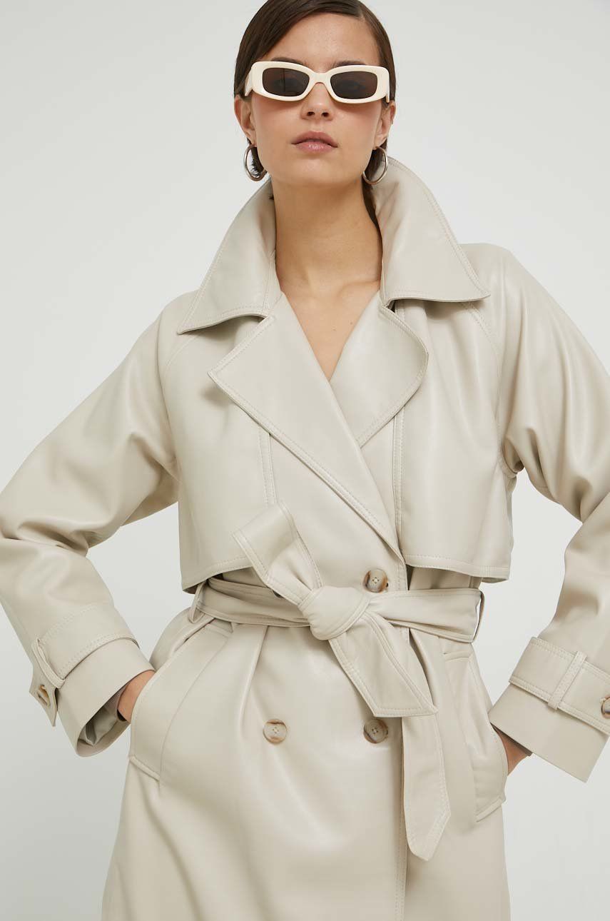 Abercrombie & Fitch palton femei, culoarea bej, de tranzitie, cu doua randuri de nasturi 2023 ❤️ Pret Super answear imagine noua 2022