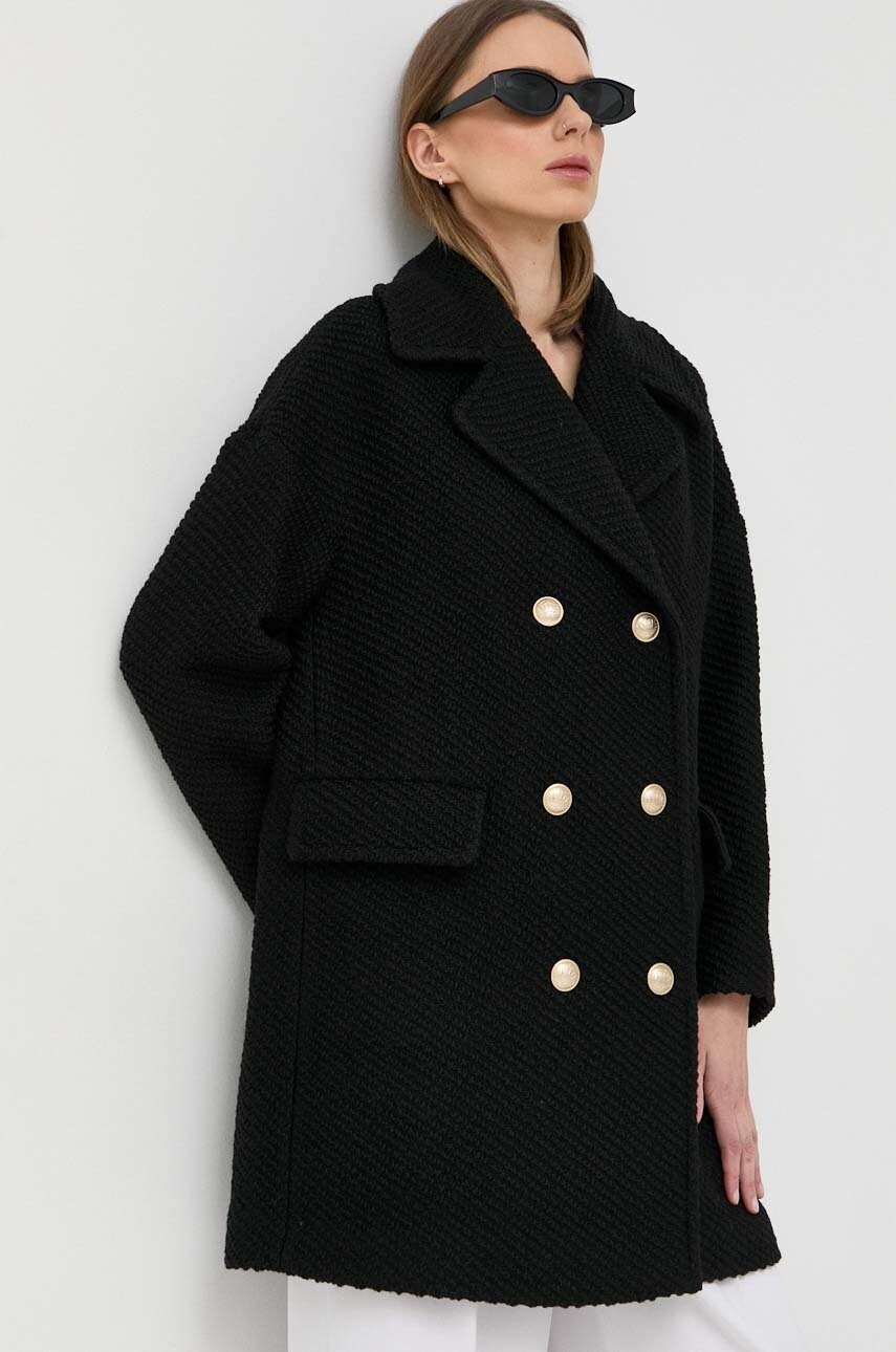 

Шерстяное пальто Red Valentino цвет чёрный переходной двубортный