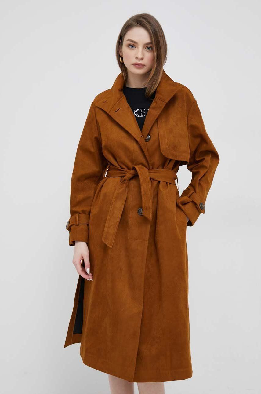 Kabát Sisley dámský, hnědá barva, přechodný