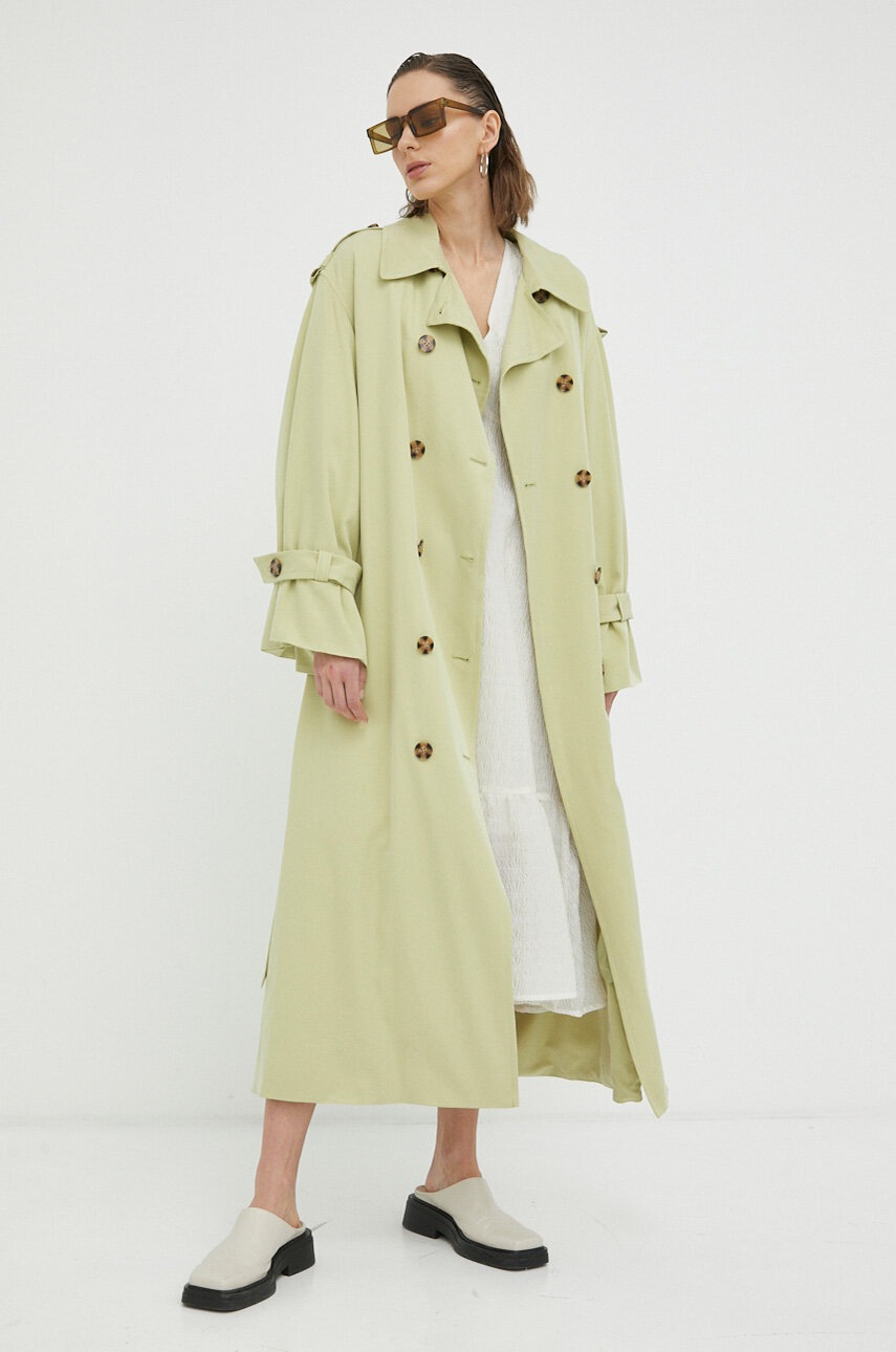 Trench kabát By Malene Birger dámský, zelená barva, přechodný, oversize