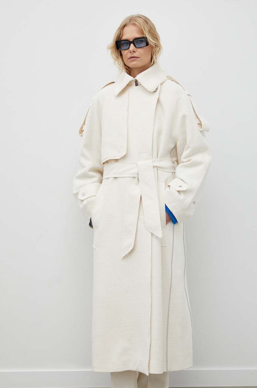 E-shop Bavlněný kabát Day Birger et Mikkelsen béžová barva, oversize