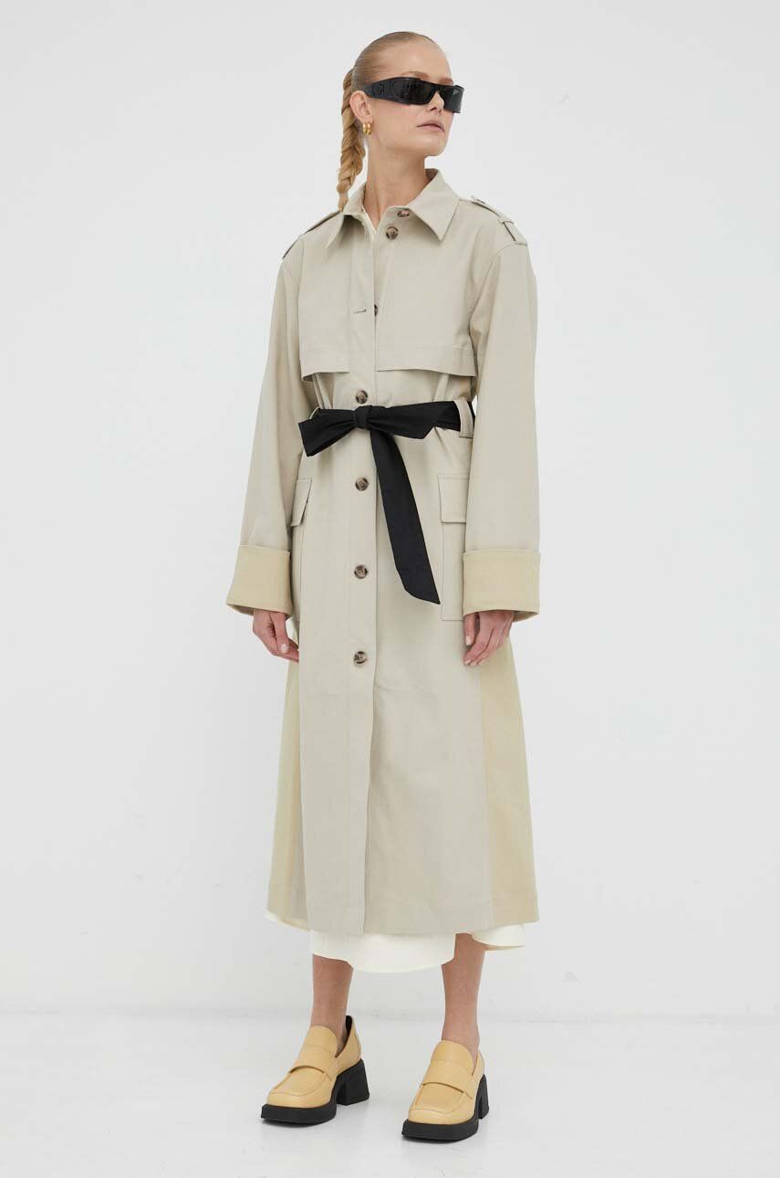 Kabát 2NDDAY dámský, béžová barva, přechodný - béžová -  Hlavní materiál: 74 % Bavlna