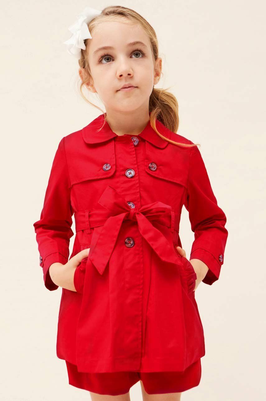 Dětský kabát Mayoral červená barva - červená -  Materiál č. 1: 64 % Bavlna