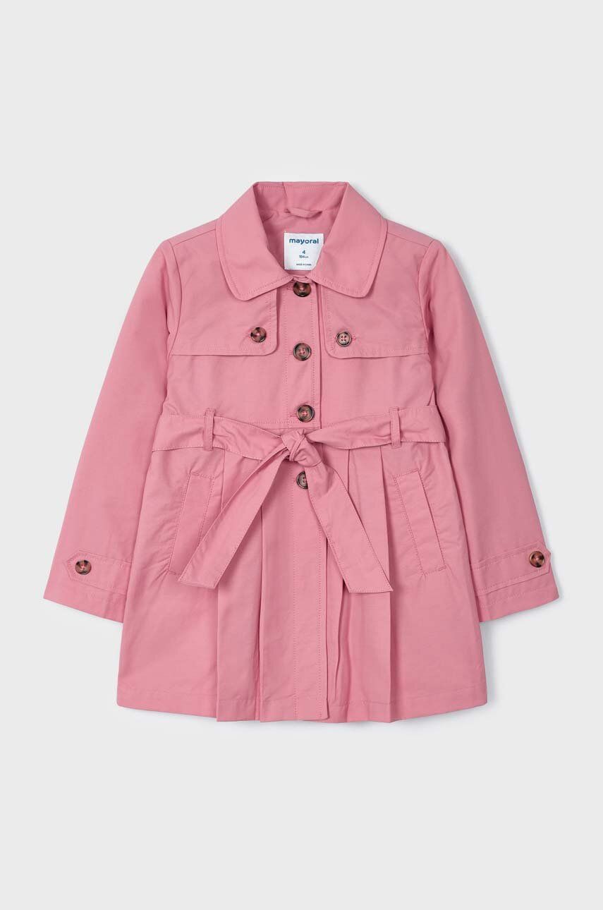 Dětský kabát Mayoral růžová barva - růžová -  Materiál č. 1: 64 % Bavlna