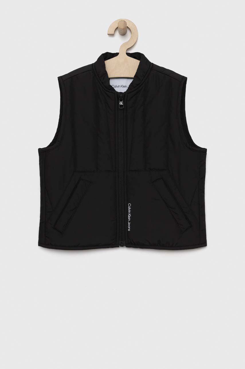 Dětská vesta Calvin Klein Jeans černá barva - černá -  100 % Polyester