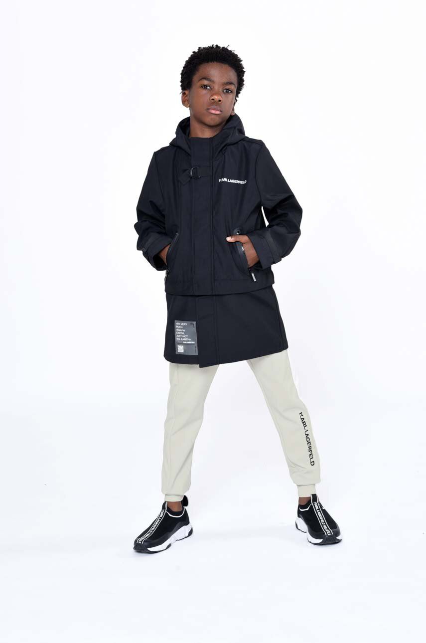 Dětská bunda Karl Lagerfeld černá barva - černá -  53 % Bavlna