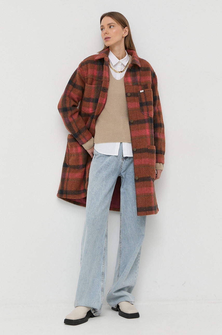 

Куртка Lee жіноча колір коричневий перехідна oversize