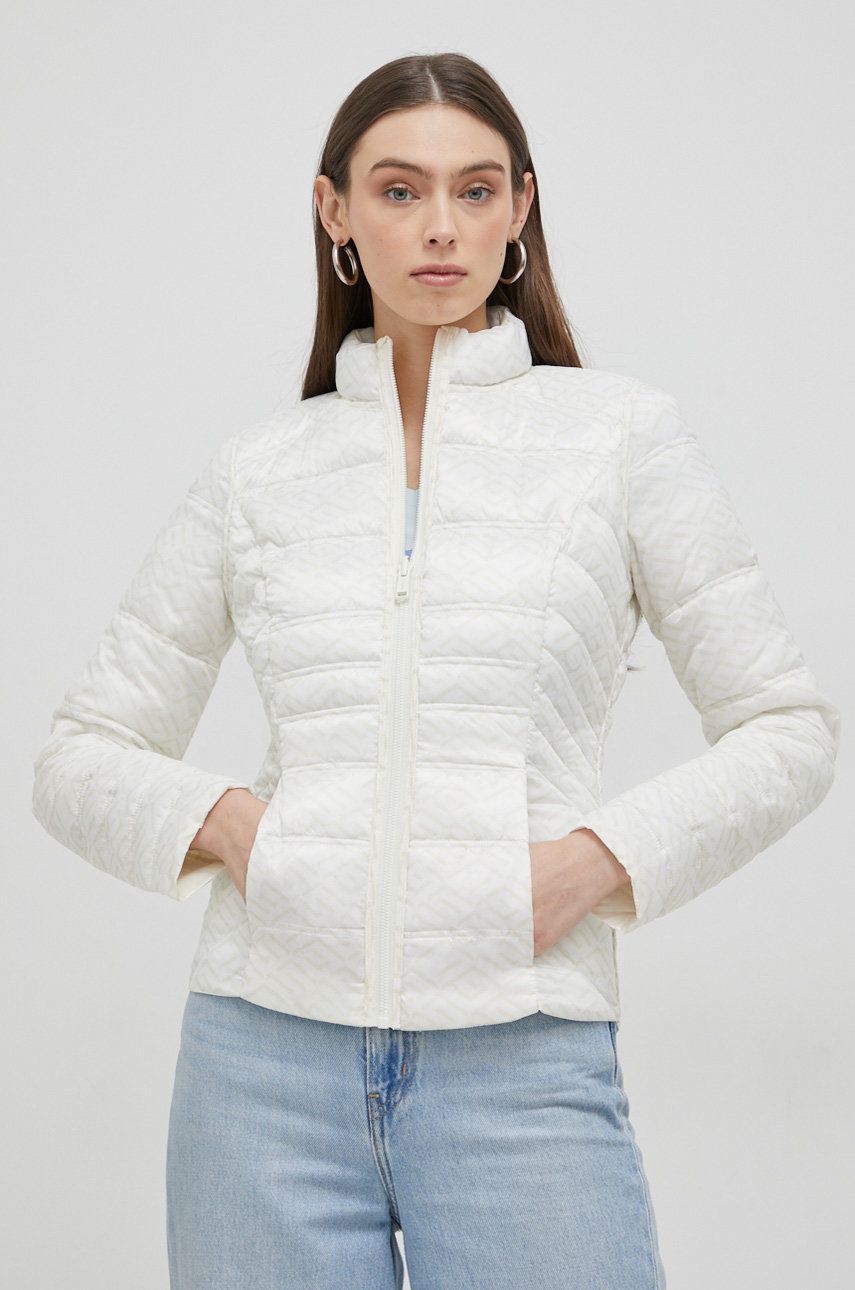 Oboustranná bunda Guess dámská, bílá barva, přechodná - bílá -  Hlavní materiál: 56 % Polyester