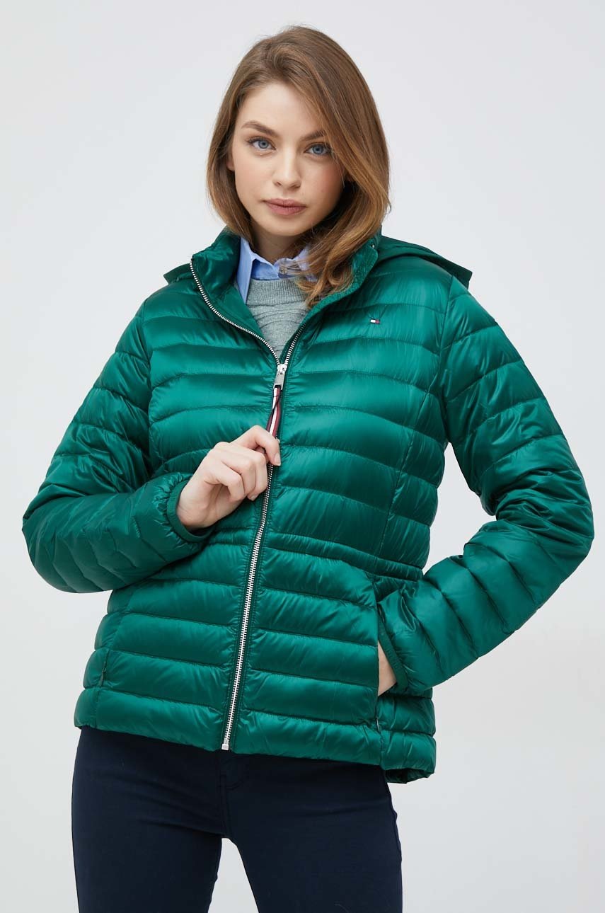 

Пухено яке Tommy Hilfiger в зелено с преходна изолация, Зелен