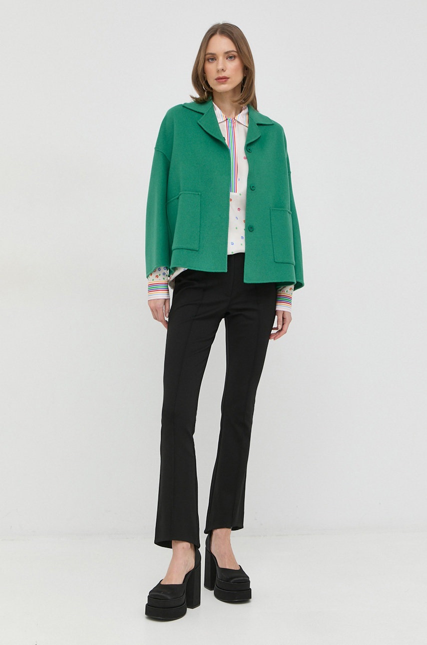 

Шерстяная куртка-бомбер Weekend Max Mara цвет зелёный переходная oversize