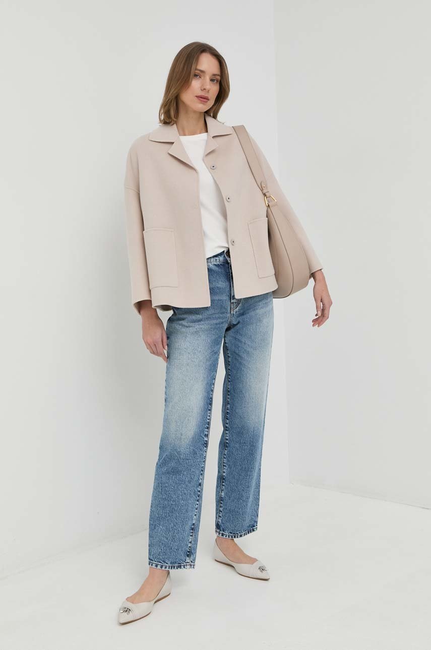 

Вовняна куртка Weekend Max Mara колір бежевий перехідна oversize