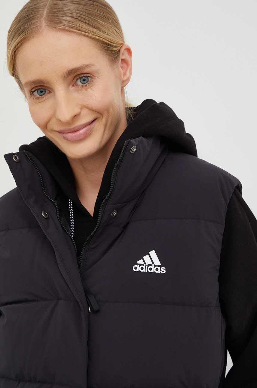 adidas vestă de puf femei, culoarea negru, de iarnă HG6280