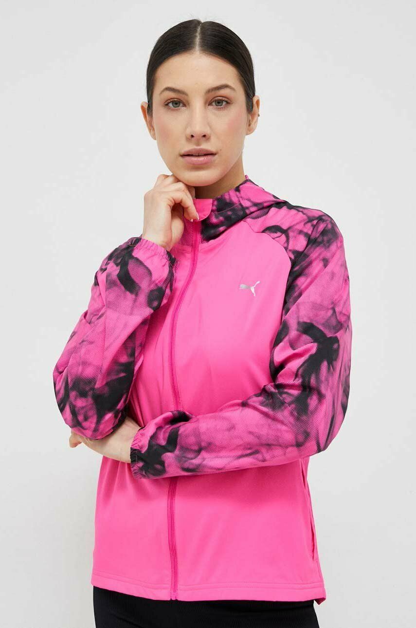 Puma windbreaker Favourite culoarea roz, de tranzitie answear.ro