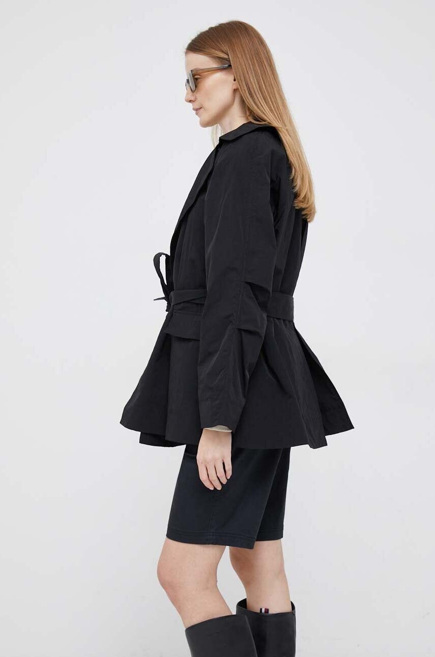 Dkny trenci femei, culoarea negru, de tranzitie, oversize