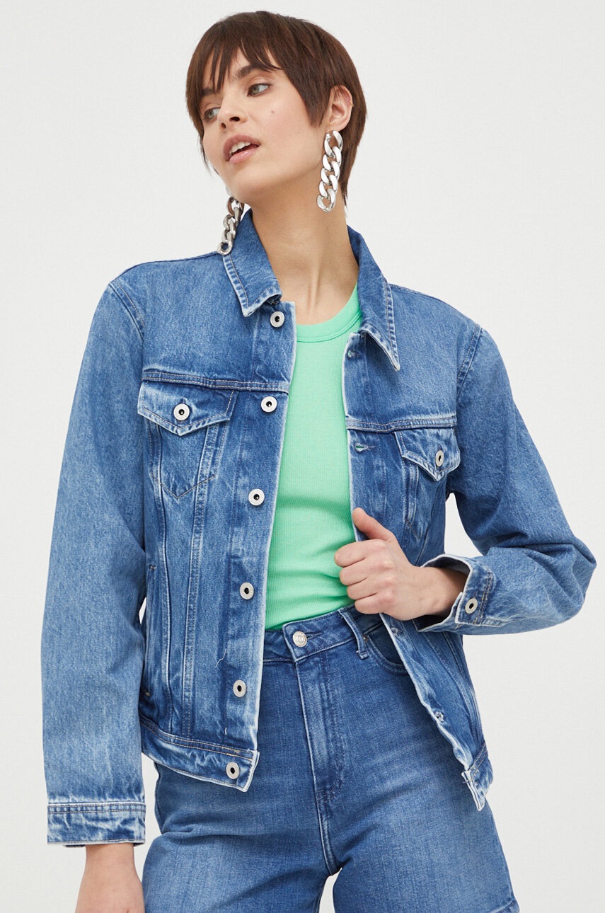 

Дънково яке Pepe Jeans в синьо с преходна изолация, Син