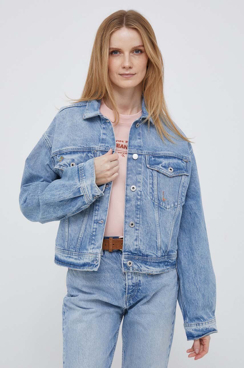 Levně Džínová bunda Pepe Jeans Turner Rainbow dámská, přechodná, oversize