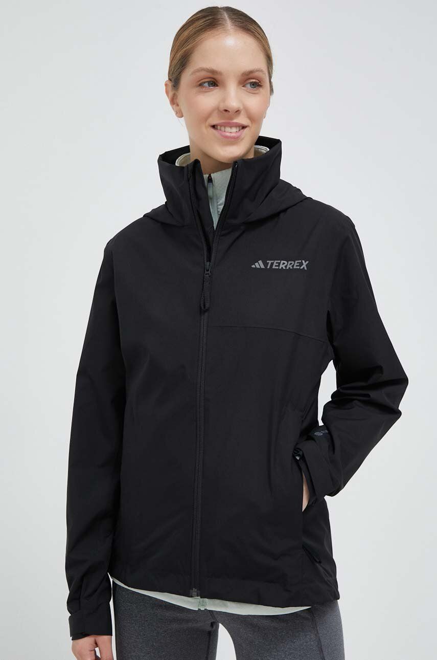 Nepromokavá bunda adidas TERREX Multi RAIN. RDY dámská, černá barva, přechodná - černá -  Materi