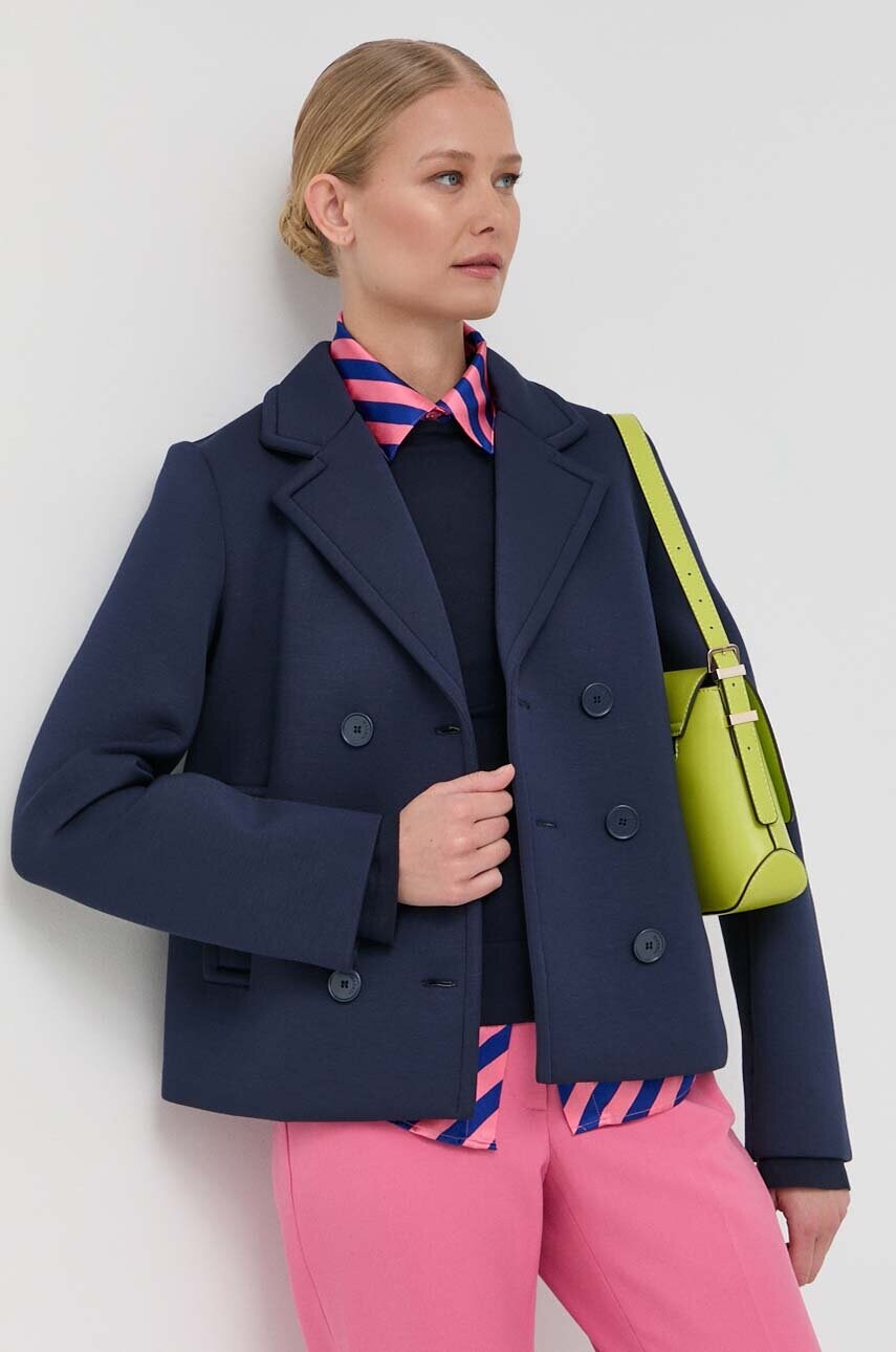 MAX&Co. sacou culoarea albastru marin, cu doua randuri de nasturi, neted 2023 ❤️ Pret Super answear imagine noua 2022