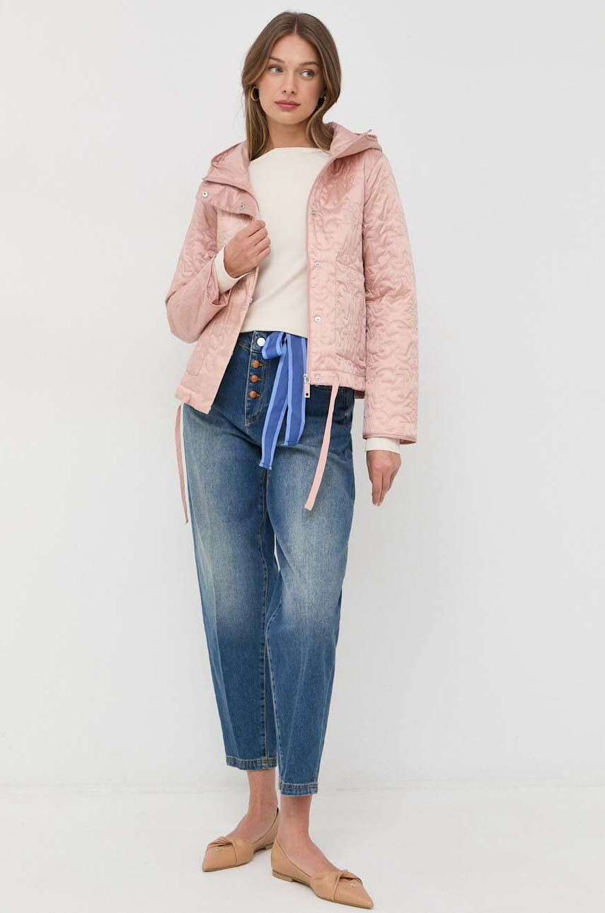 Bunda MAX&Co. dámská, růžová barva, přechodná - růžová -  100 % Polyester