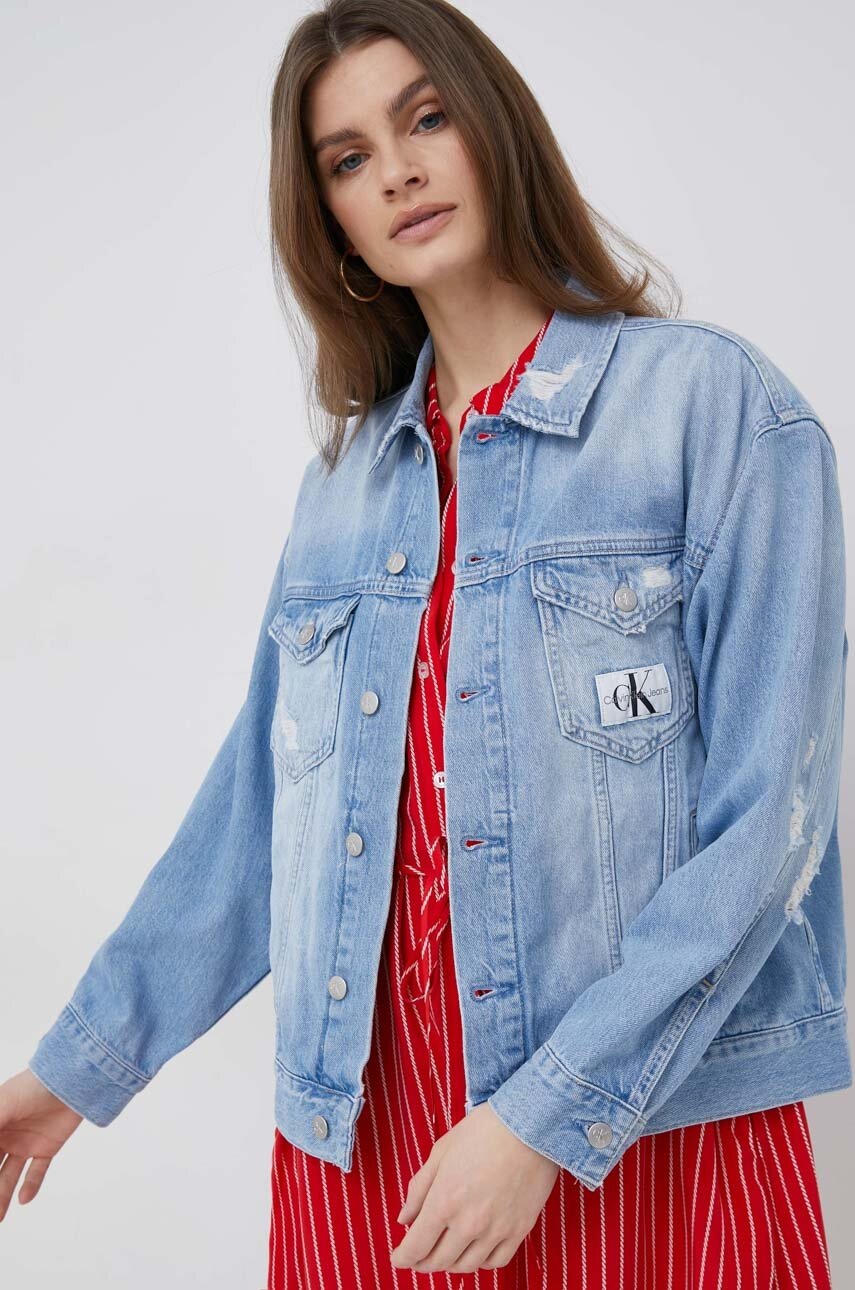 

Дънково яке Calvin Klein Jeans в синьо с преходна изолация с уголемена кройка, Син