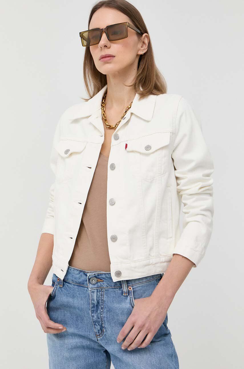 Levi's geaca jeans femei, culoarea alb, de tranzitie