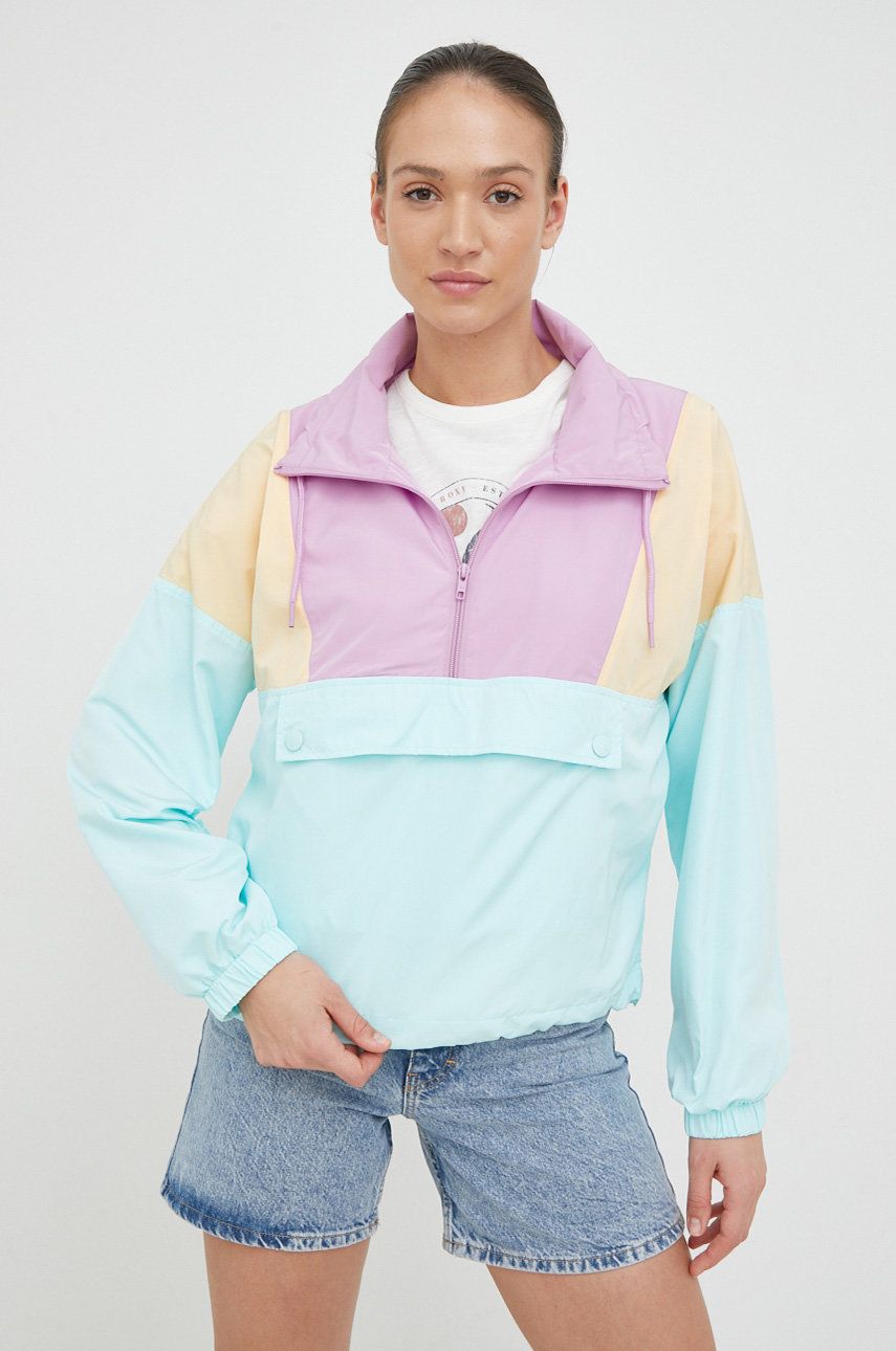 Bunda Billabong dámská, tyrkysová barva, přechodná, oversize - tyrkysová -  100 % Polyester