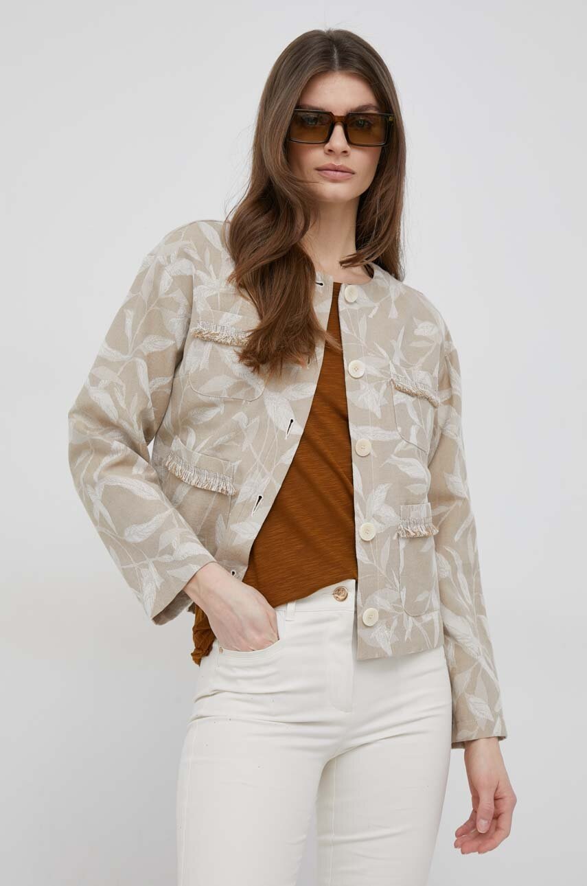 

Куртка с примесью льна Pennyblack цвет бежевый переходная oversize