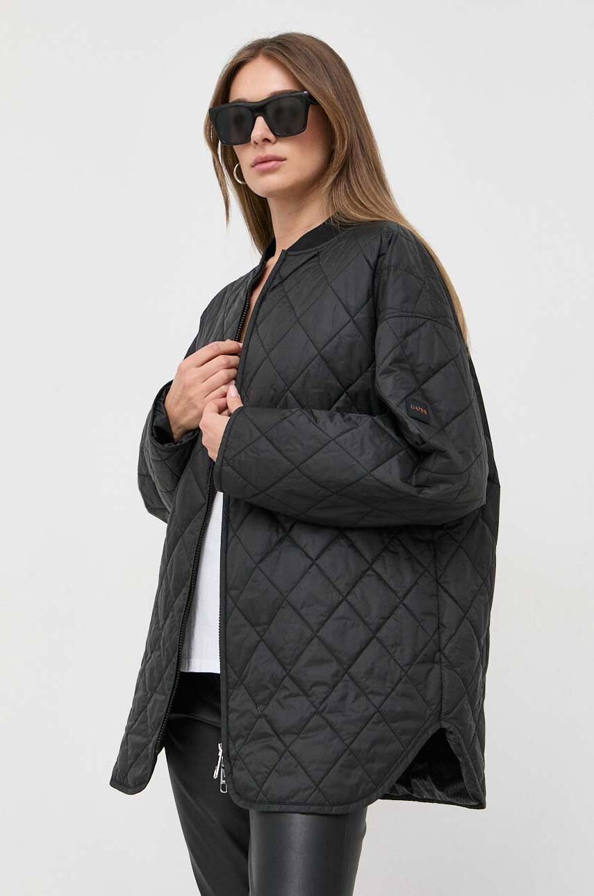 

Куртка BOSS жіноча колір чорний перехідна oversize