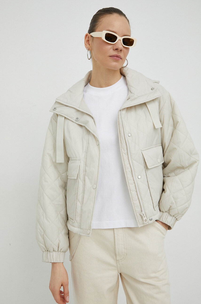 Marc O'Polo geaca femei, culoarea bej, de tranzitie, oversize