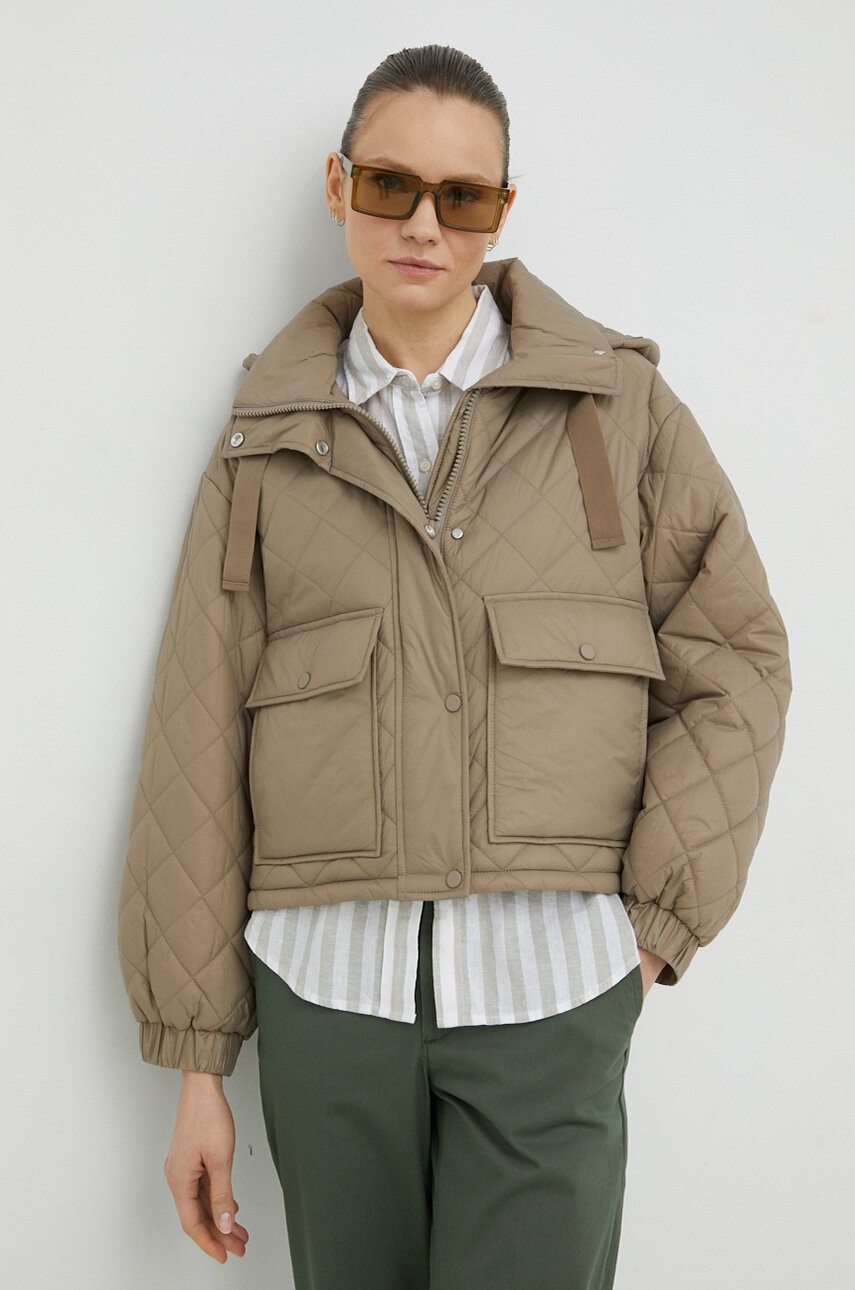Marc O'Polo geaca femei, culoarea bej, de tranzitie, oversize