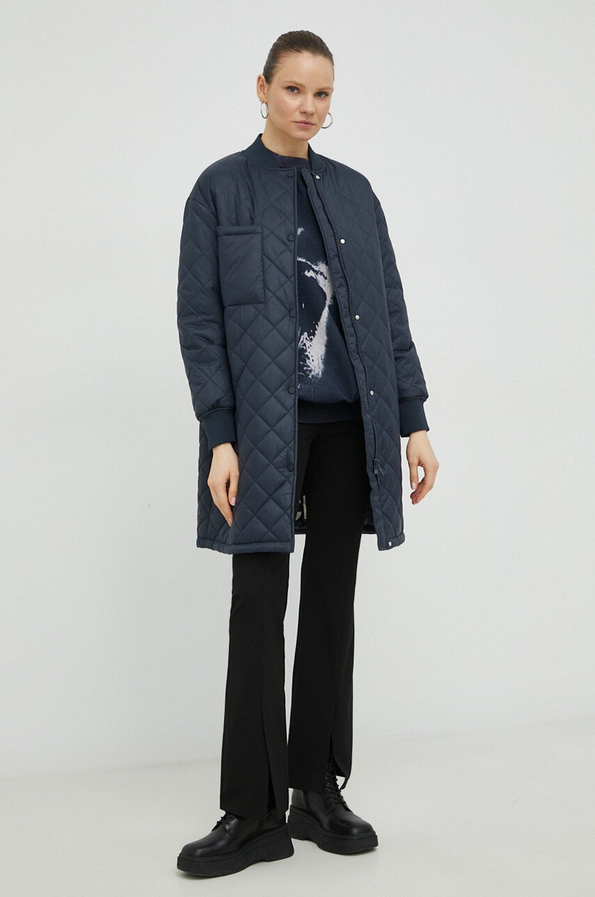 Marc O'Polo geaca femei, culoarea albastru marin, de tranzitie, oversize