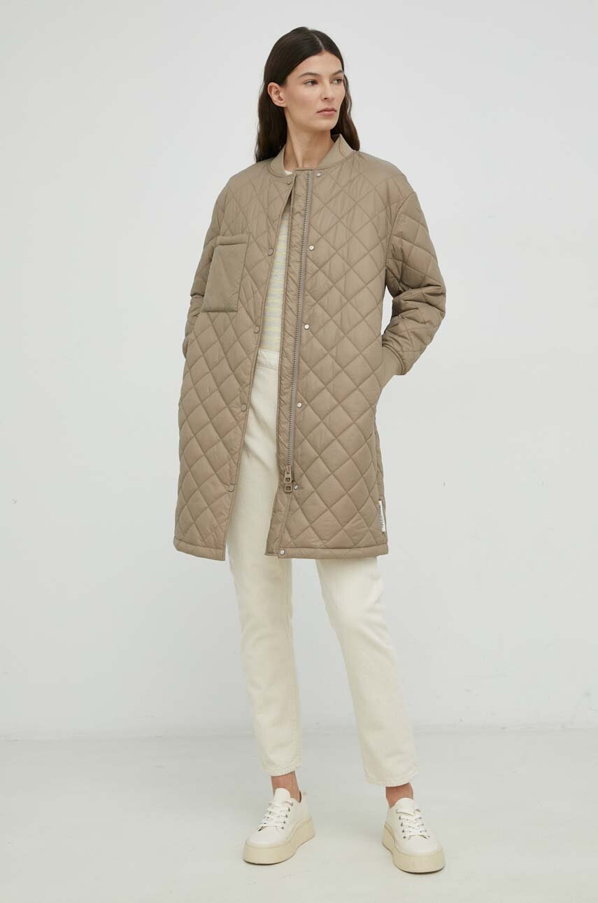 Marc O'Polo geaca femei, culoarea bej, de tranzitie, oversize