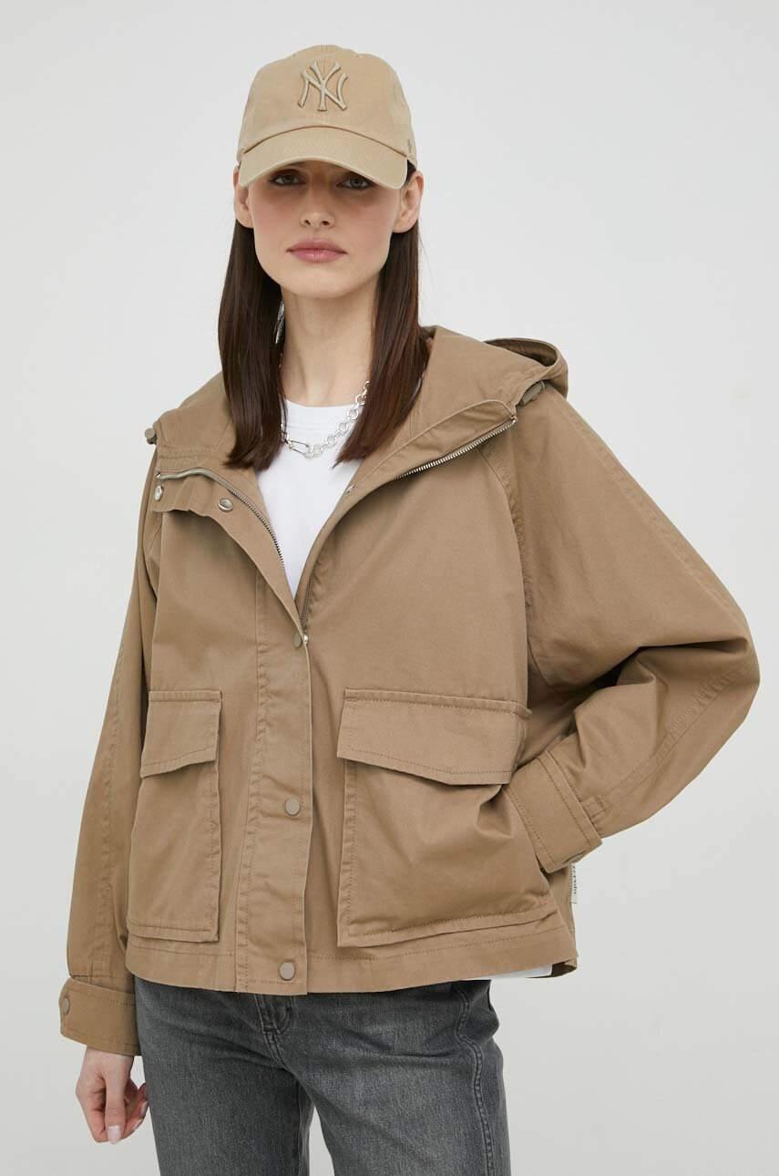 Marc O'Polo geaca femei, culoarea bej, de tranzitie, oversize