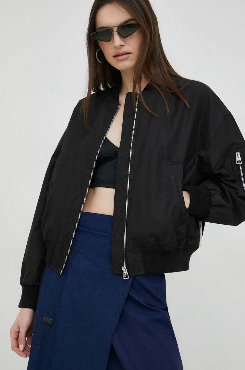 Marc O'Polo geaca bomber cu doua fete femei, culoarea negru, de tranzitie