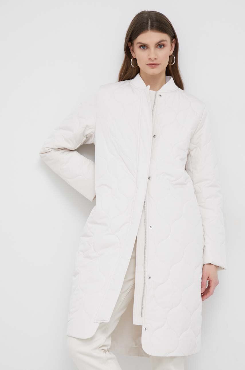 Bunda Tommy Hilfiger dámská, bílá barva, přechodná - bílá -  100 % Polyester