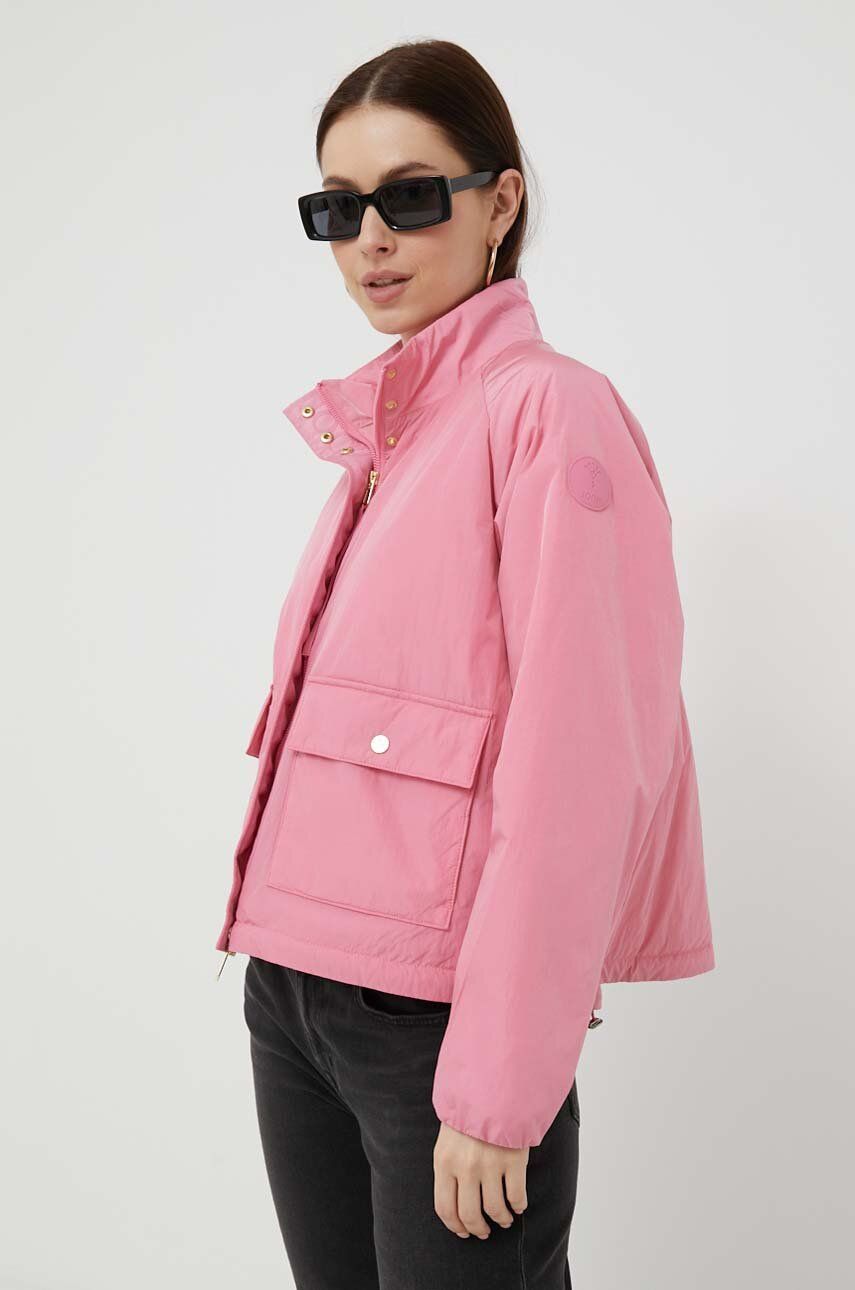 Bunda Joop! dámská, růžová barva, přechodná, oversize - růžová -  Hlavní materiál: 100 % Nylon