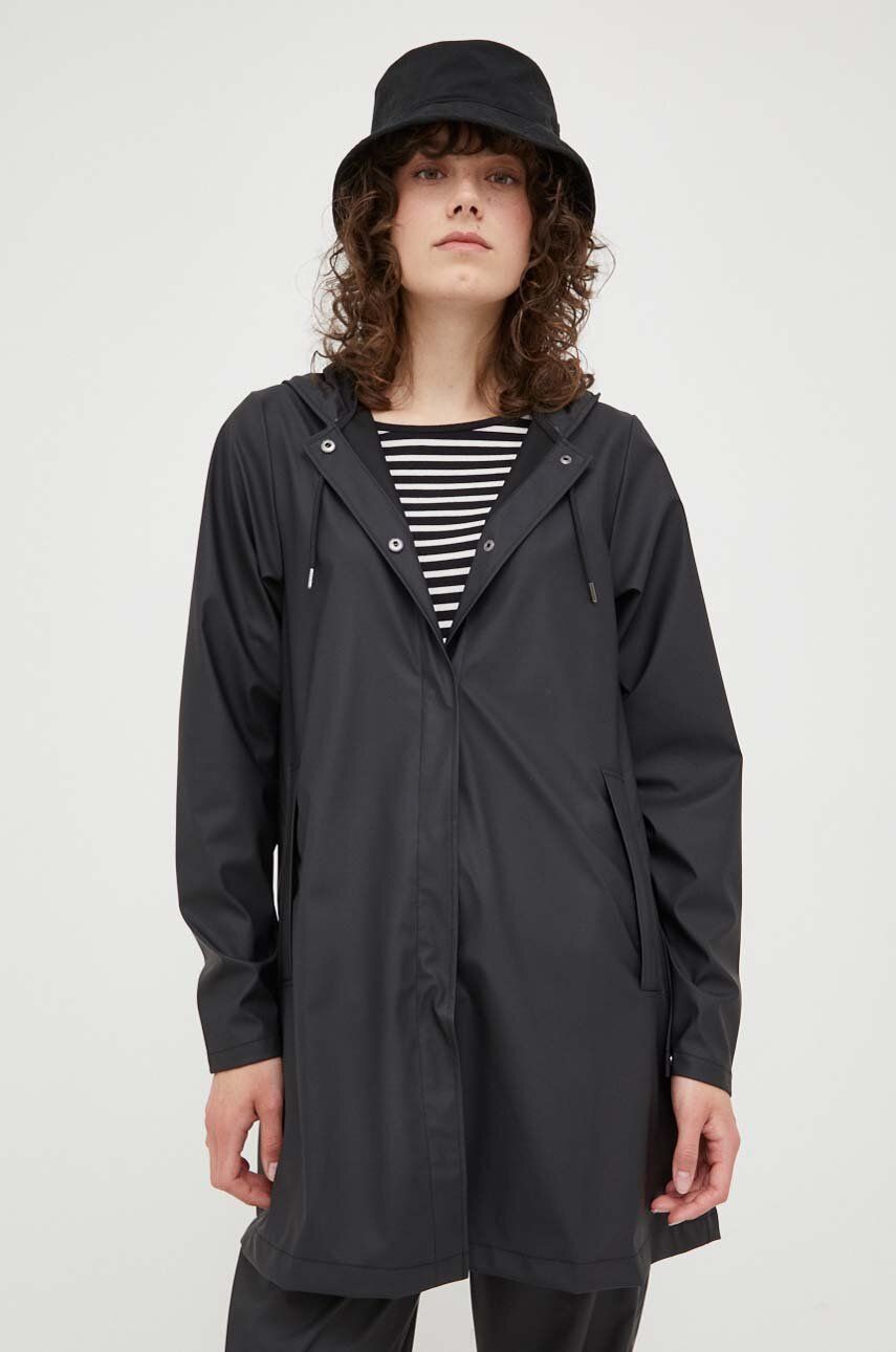 Rains geacă de ploaie 18050 A-line W Jacket femei, culoarea negru, de tranzitie 18050.01-01Black