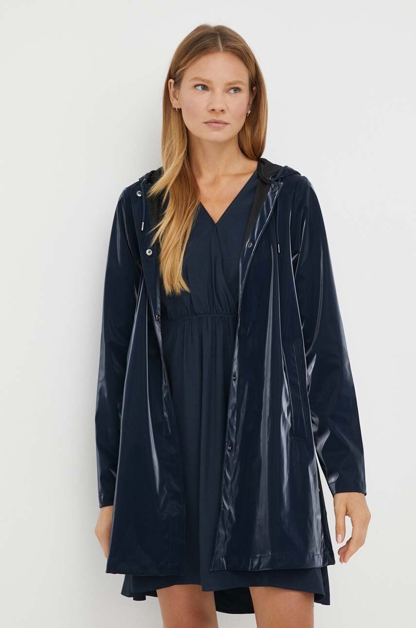 Rains geaca de ploaie 18050 A-line W Jacket femei, culoarea albastru marin, de tranzitie
